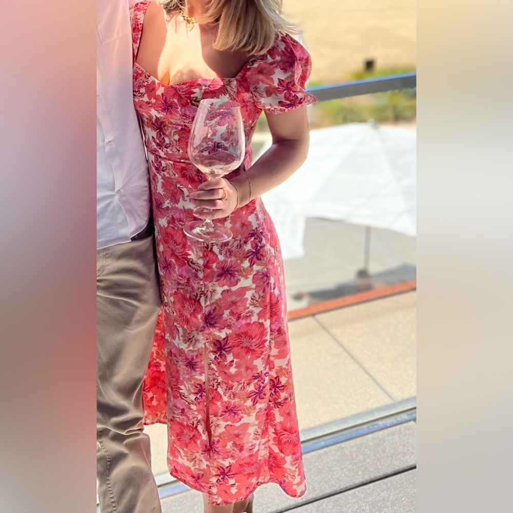 Hello Molly Floral Pink and White Dress
